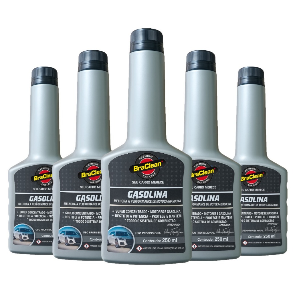 Kit 5 Aditivo Gasolina 250ml manutenção preventiva do sistema de alimentação Bra
