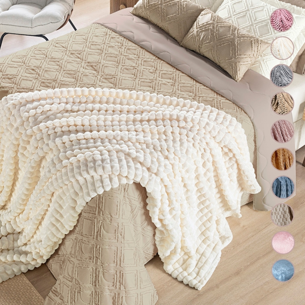 Cobertor Manta QUEEN Plush Coberta Willow Super Macia Gramatura 320g/m²