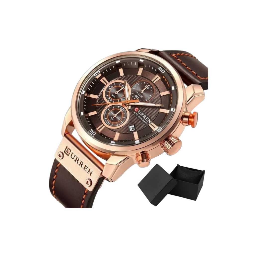 Relógio de Pulso Masculino Curren Chronograph CR8291 Importado Pulseira de Couro + Caixinha Única