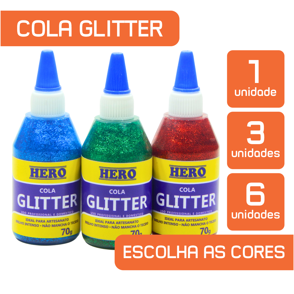 Cola Glitter Artesanato 70g - Marca Hero - MUITO BRILHO