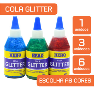 Cola Glitter Artesanato 70g - Marca Hero - MUITO BRILHO em Oferta na Shopee