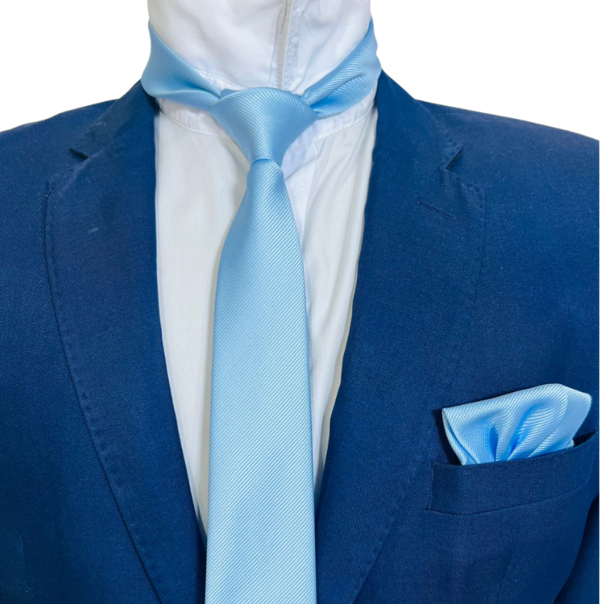 kit Gravata com Lenço Slim Azul Serenity Casamento em Oferta na Shopee