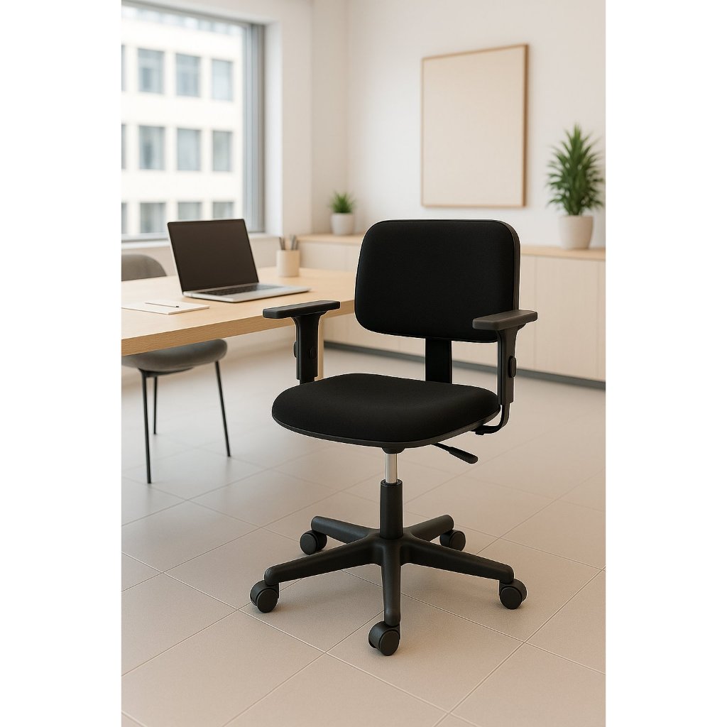 Cadeira De Escritório Ergonômica Ajustável C/ Rodas Preto em Oferta na Shopee