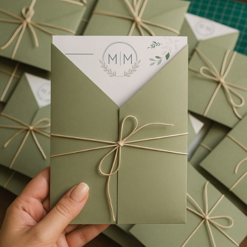 Convite Casamento Elegante Envelope com Laço – Cores Personalizáveis