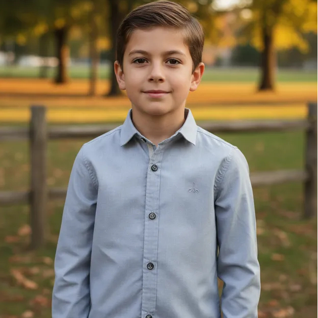 Camisa Social Liso Fosco Manga Longa Infantil Juvenil Masculino Alfa 1588