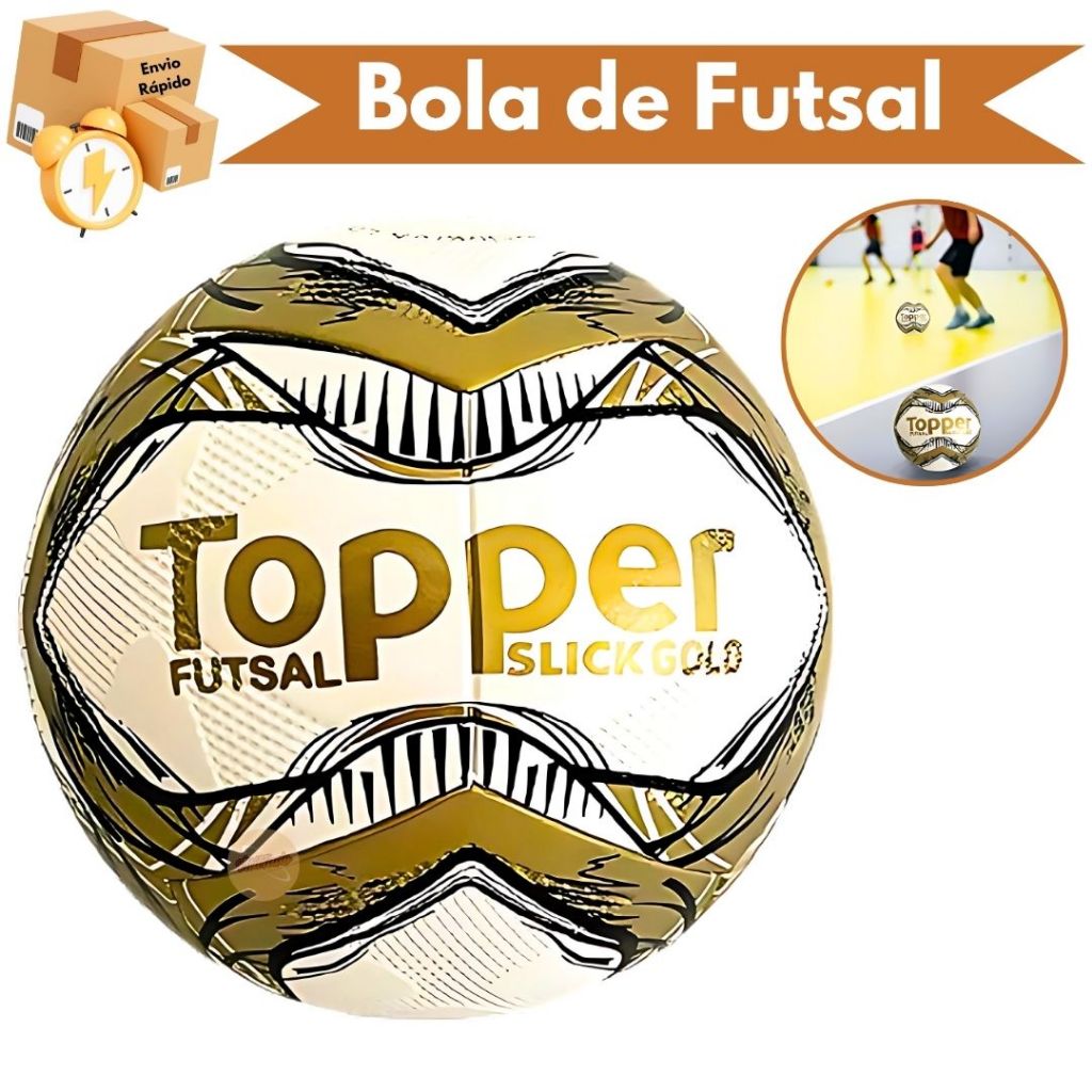 Bola Topper Slick Gold Futsal Profissional – Original para Quadra, Campo e Praia