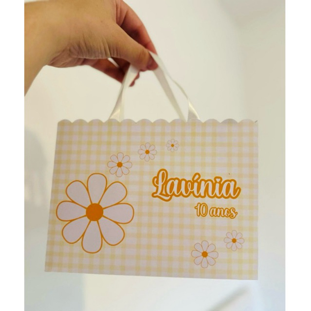 SACOLINHAS PARA LEMBRANCINHAS PERSONALIZADA MARGARIDA AMARELA | SACOLA SURPRESA ANIVERSARIO | KIT PEGUE E MONTE