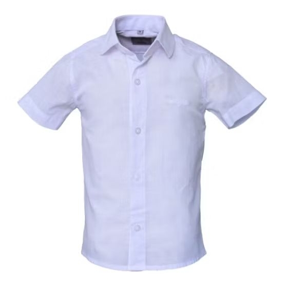 Camisa Social Branca Com Bordado Manga Curta Infantil Juvenil Masculino Alfa Batizado Crisma Eucaristia