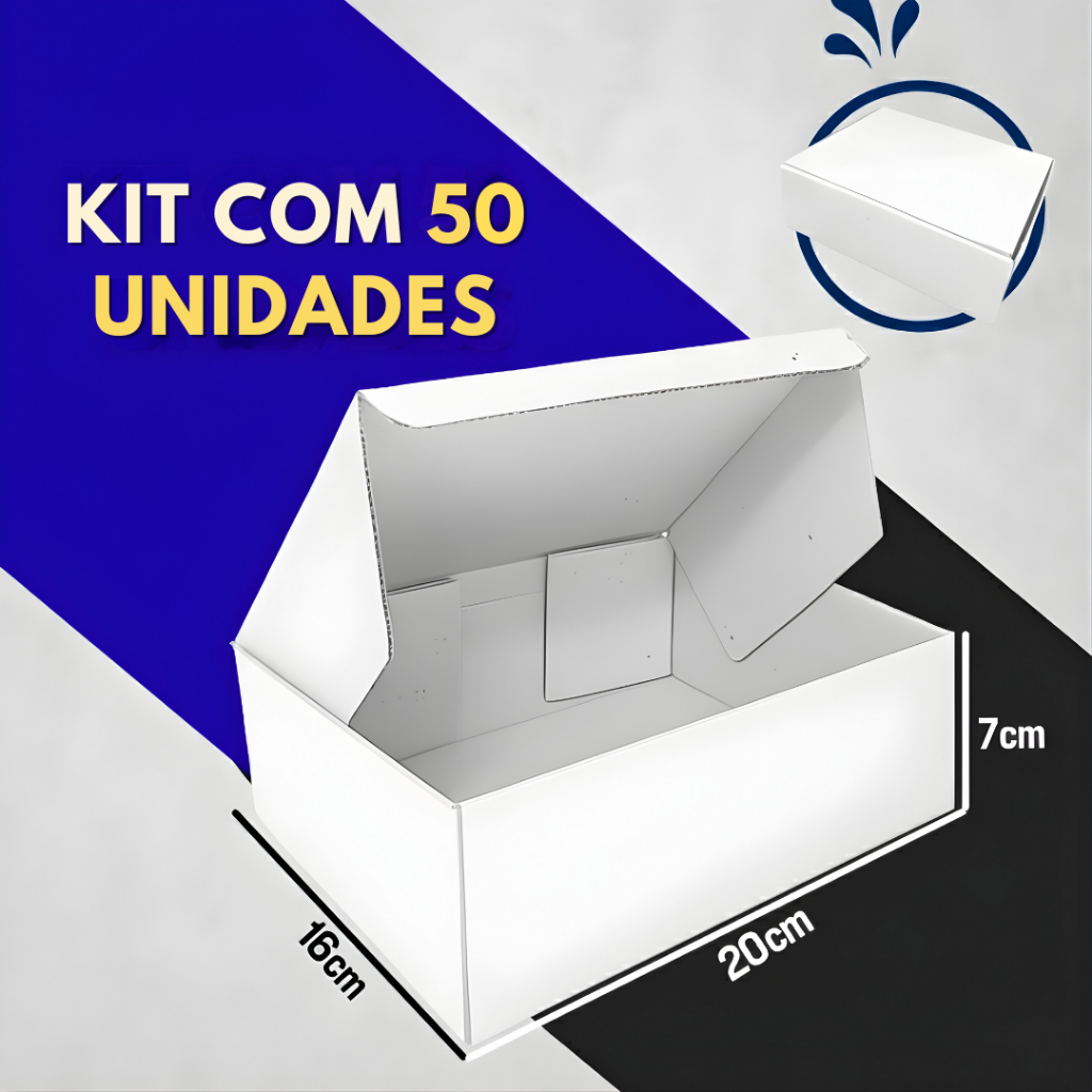 Kit 50, 30 e 20 Caixas de Papelão Branca para Envios Correios Pequena E-commerce Pac Sedex 20x16x7cm em Oferta na Shopee