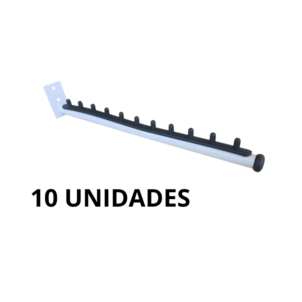 Kit 10 Araras RT Cabideiro Expositor De Parede Inclinada Branca