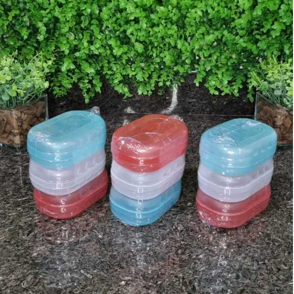 KIT c/ 3 SABONETEIRA DE PLASTICO CORES TRANSLUCIDAS VARIAVEIS