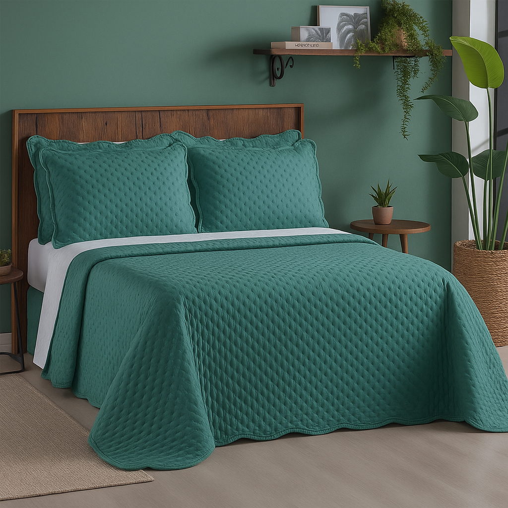 Cobre Leito Casal Queen Premium Matelassê Dupla Face Toque de Seda Kit Colcha Elegante Com Porta Travesseiro em Oferta na Shopee