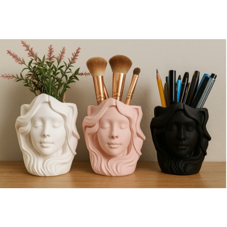 Vaso Porta Pincel Porta treco Maquiagem Decorativo Porta treco Porta canetas – Suporte Organizador Moderno