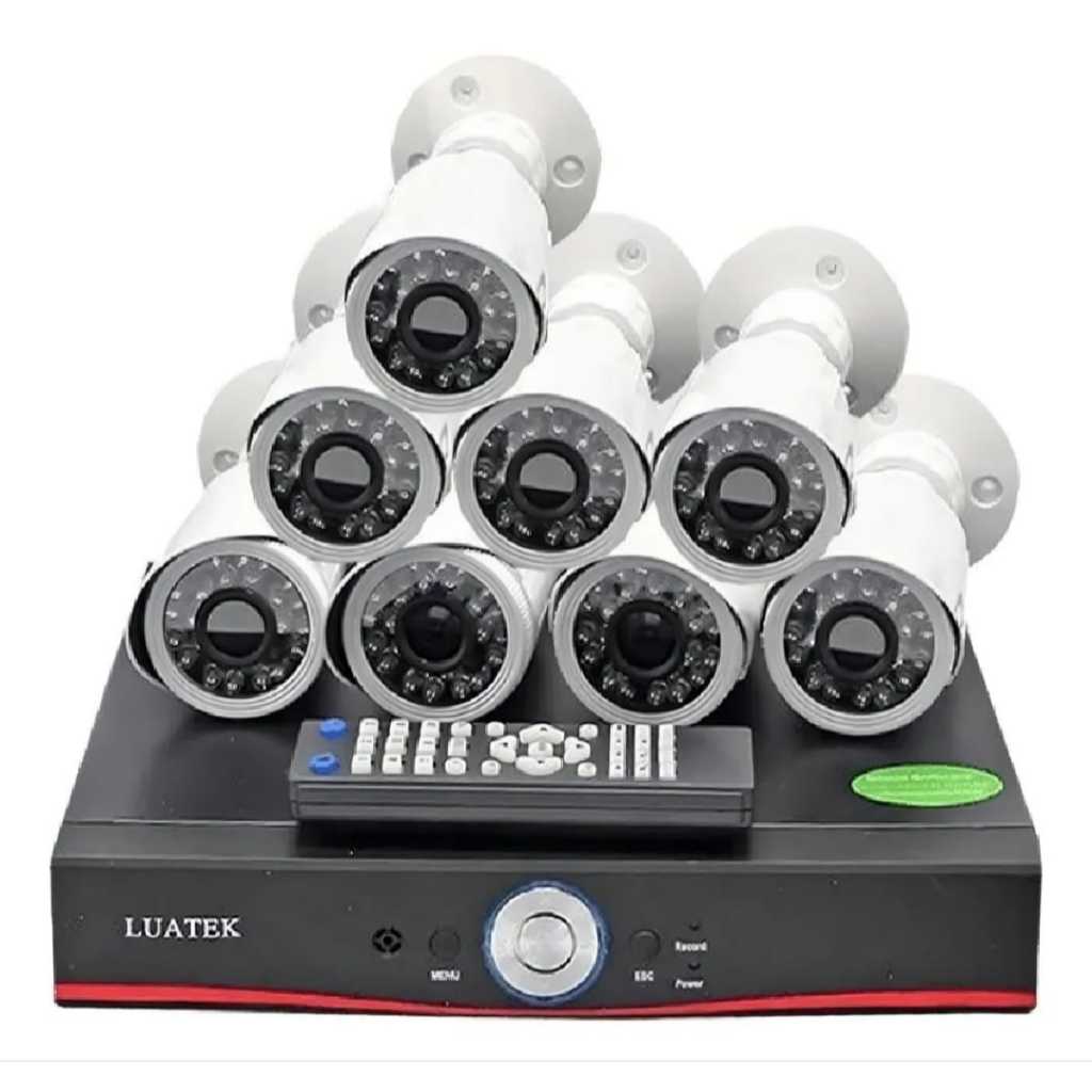 Kit Completo 8 Câmeras De Segurança Bullet Hd 720p + Dvr Cabos Luatek