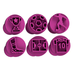 Kit Carimbo Marcador Doces Brigadeiros FUTEBOL Molde Festa Confeitaria Aniversario 6 peças