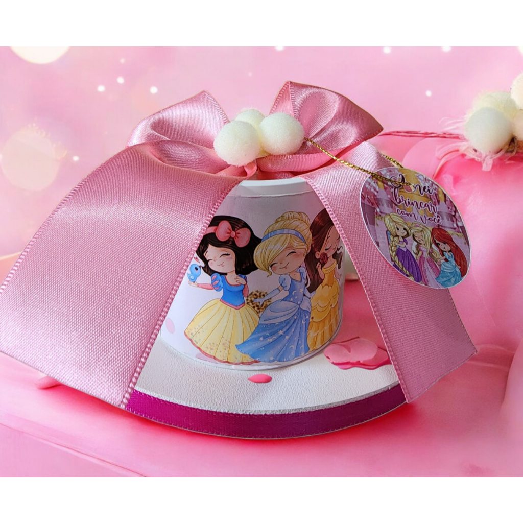 Mini Tubolata Personalizada 5x6  Princesas Cute - Lembrancinha Maternidade - Chá de Bebê Aniversário