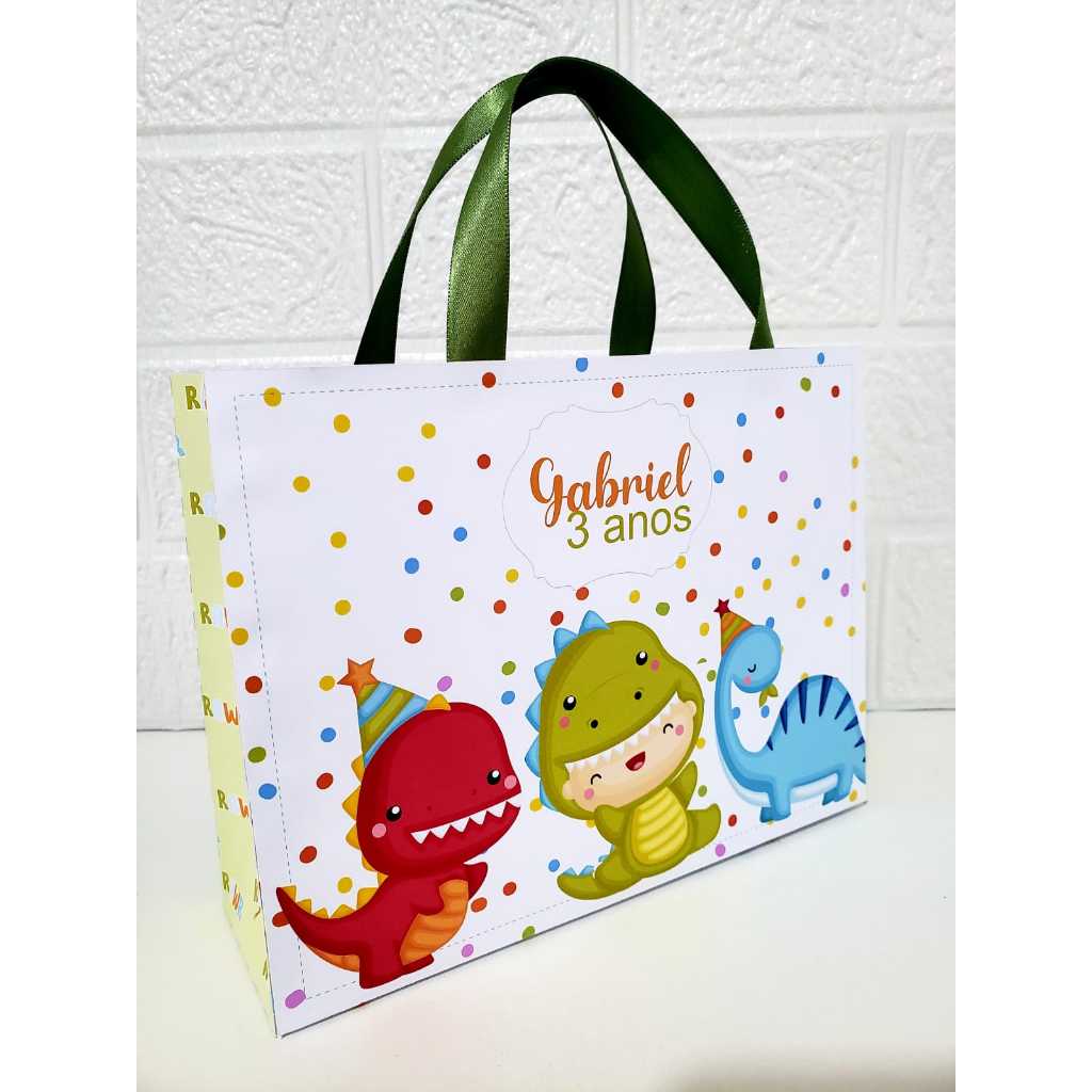 SACOLINHA PERSONALIZADA DINOSSAURO - LEMBRANCINHAS - SACOLINHA SURPRESA -  SACOLINHA PEGUE E MONTE DINO BABY