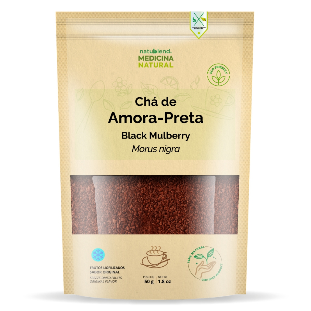 Chá de Amora Frutos Liofilizados 50g - Sabor Frutado Doce e Intenso