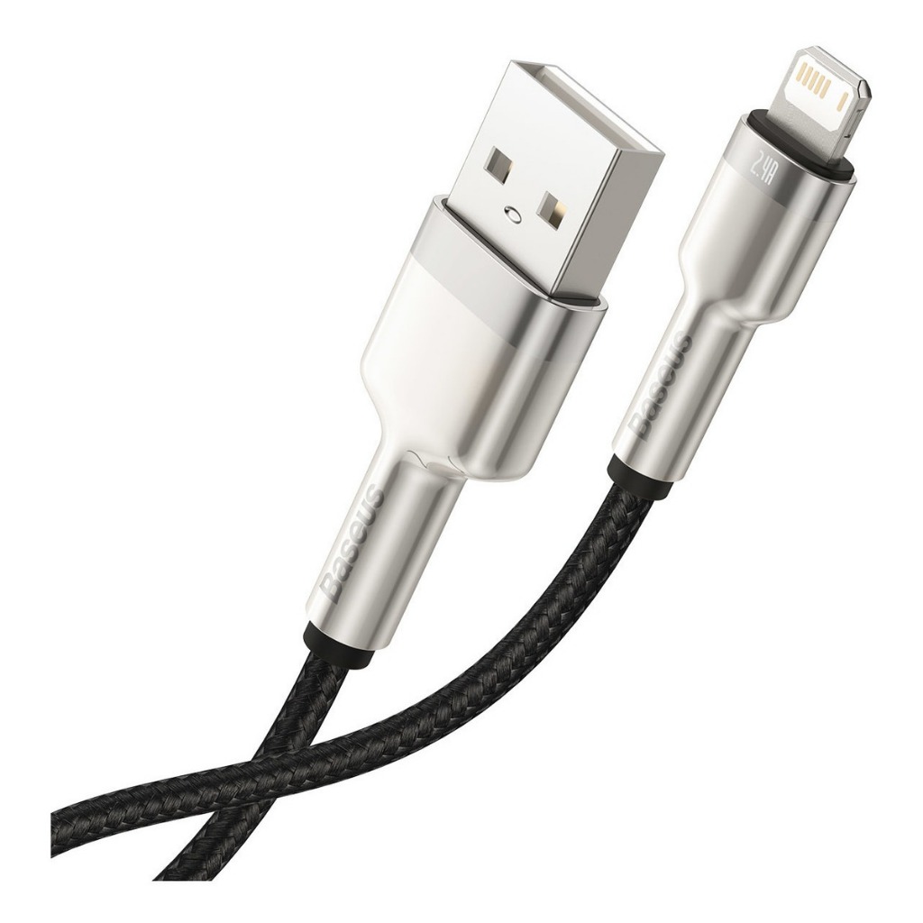 Cabo de dados Baseus USB para Lightning 2.4A 1m de metal preto