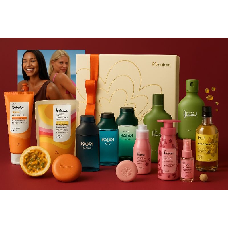 Caixa Sortida Natura Com 3 Itens – Presente Completo de Cuidados e Bem-Estar Tododia Kaiak Ekos Luna Humor Natura Homem
