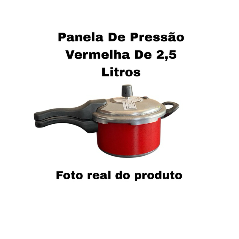 PANELA DE PRESSÃO 2,5 LITROS - FECHAMENTO EXTERNO - VERMELHA em Oferta na Shopee