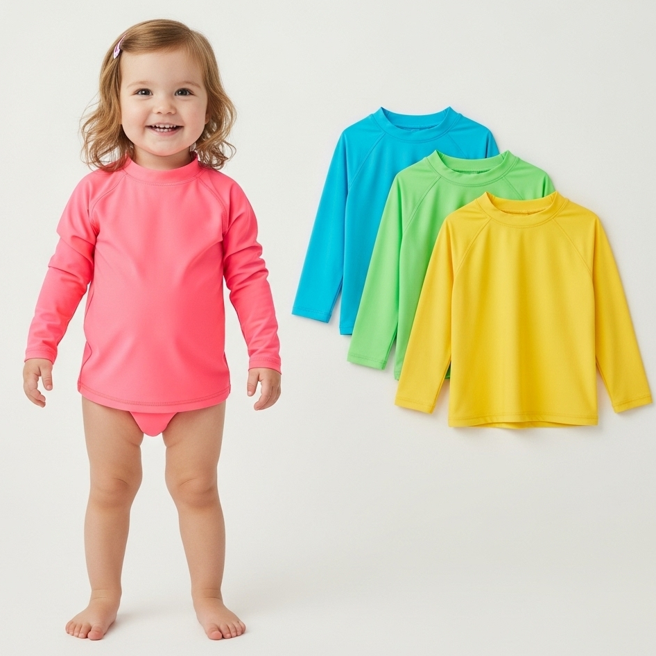 Camiseta UV Infantil Térmica Proteção Solar UV50 Menino e Menina Praia Piscina Traje de Banho2 Ao 12