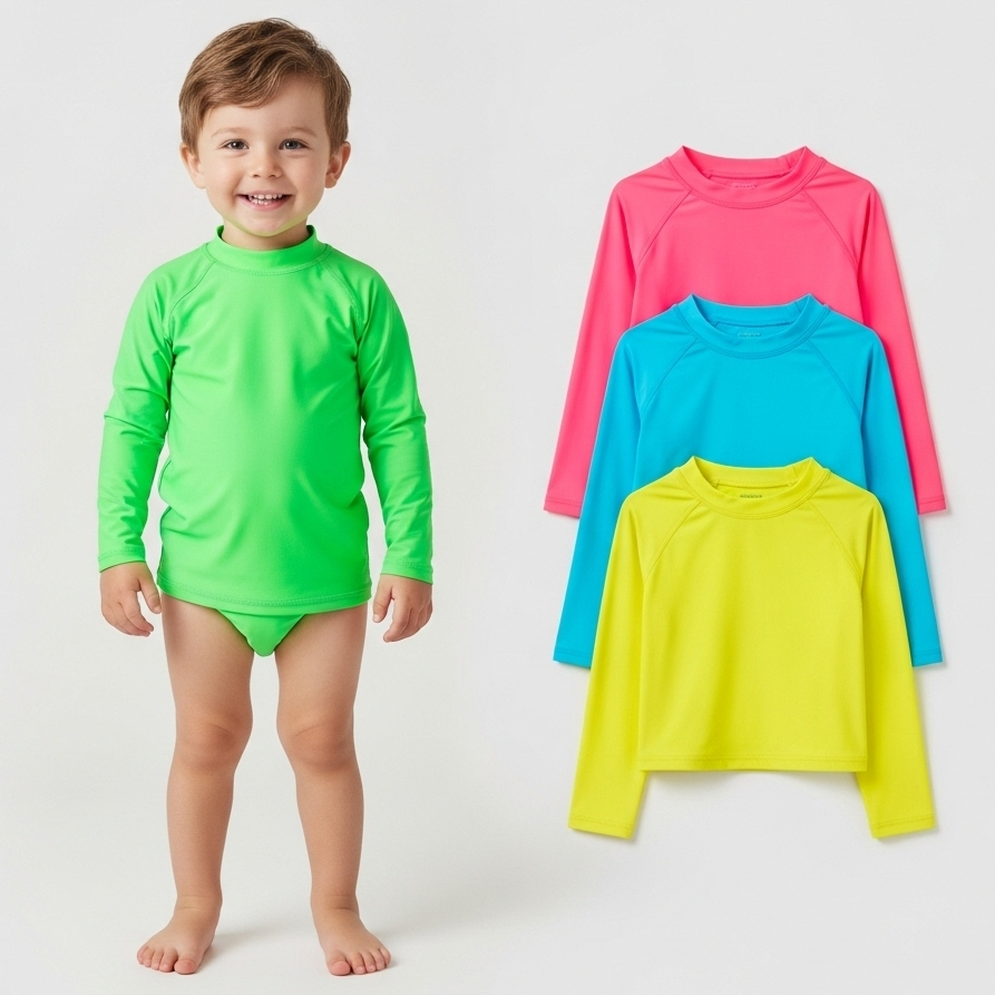 Kit 3 Camisetas Proteção Solar Verão UV50+ Infantil Praia Piscina Bebê Menina Menino Sortida 2 Ao 12 em Oferta na Shopee