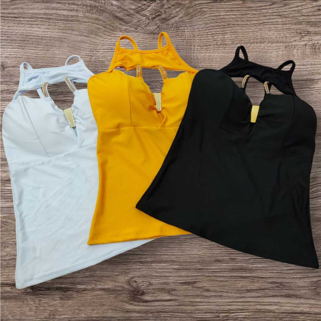 Blusa Blusinha Regata Feminina Estilosa Elegante com Bojo e Fivela