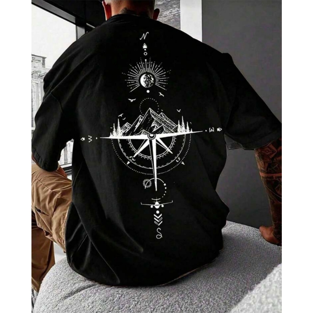 Camiseta Masculina Algodão Premium Bússola Camisa Casual streetwear Estilosa Leve Confortável Lançamento Envio 24h