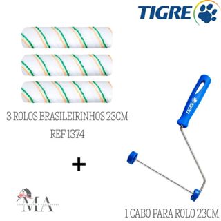 Kit com 3 unidades do Rolo Brasileirinho Lã Anti Respingo Profissional Ref. 1374 23cm Tigre em Oferta na Shopee