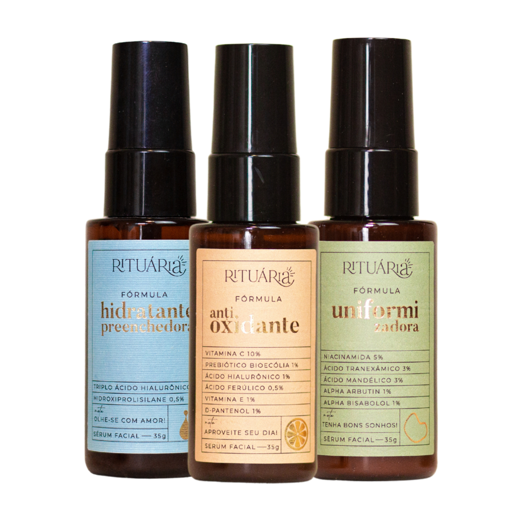 Trio Sérum Uniformizador Rituária Hidratante Preenchedora + Uniformizadora + Antioxidante