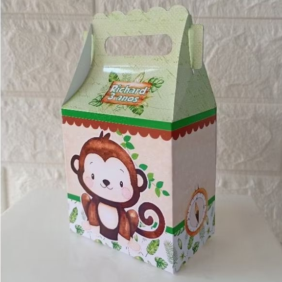 KIT 10 CAIXAS MALETA ALTA PERSONALIZADA SAFARI AQUARELADO MENINO (PEGUE E MONTE) LEMBRANCINHA FESTA INFANTIL ANIVERSÁRIO