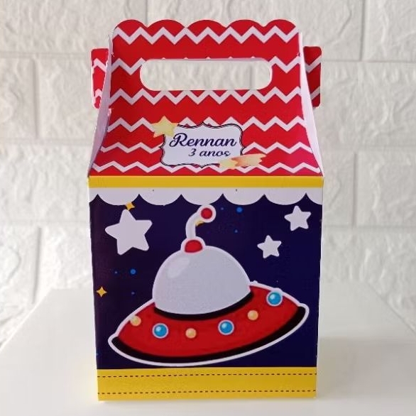 KIT 10 CAIXAS MALETA ALTA PERSONALIZADA ASTRONAUTA ( PEGUE E MONTE ) LEMBRANCINHA FESTA INFANTIL ANIVERSÁRIO MIMO