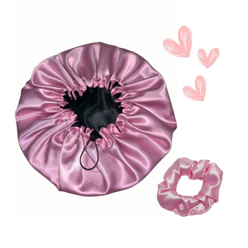 Touca Antifrizz Dupla Face + Scrunchie de Cetim em Oferta na Shopee
