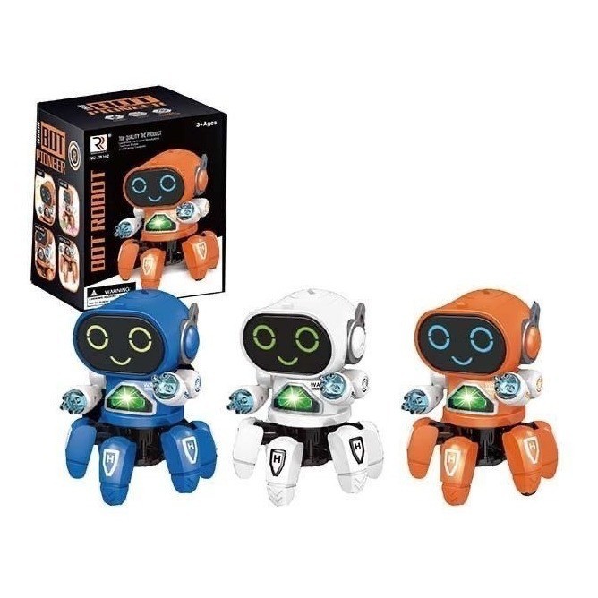 Brinquedo infantil Robô Aranha Dançarino 6 Pernas com Luz Som e Movimento Brinquedo Divertido Várias Cores