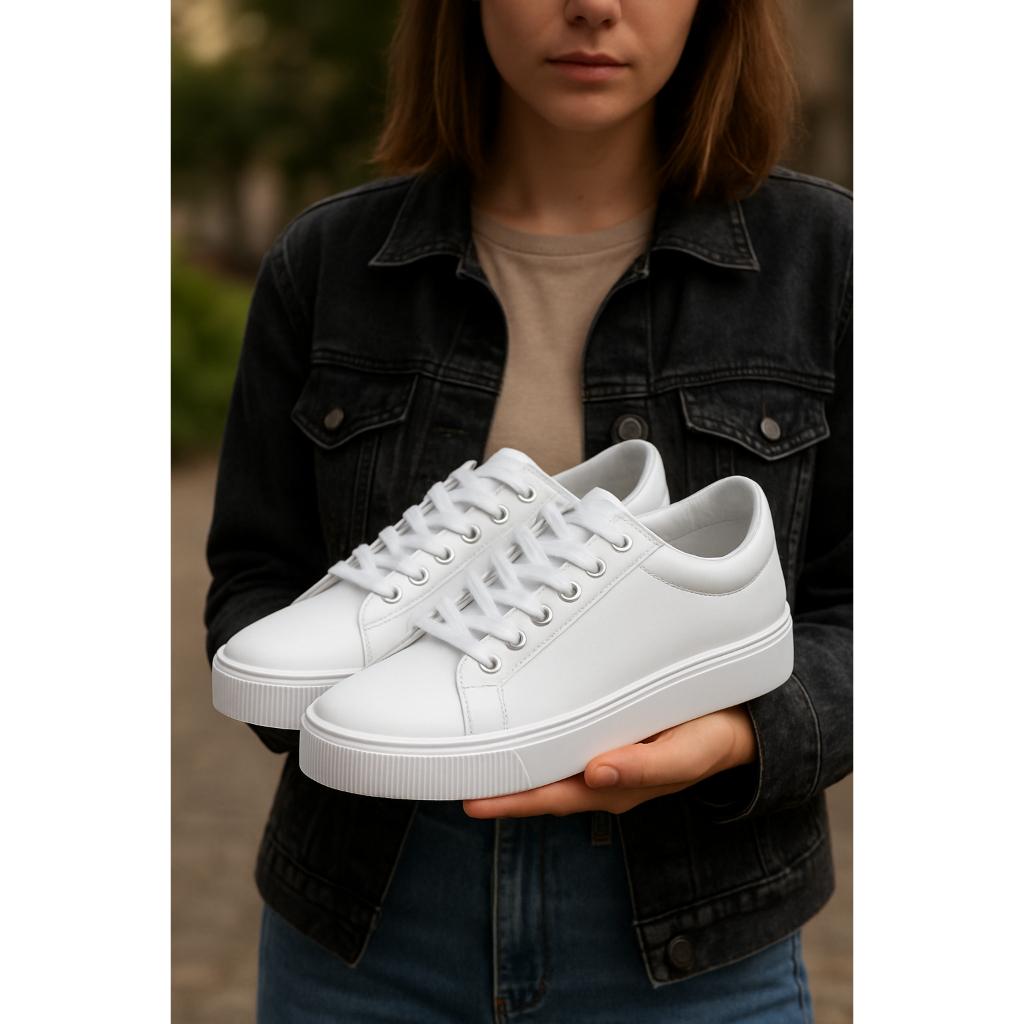 Tenis Feminino Casual Confortavel Branco Basico em Oferta na Shopee