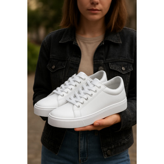 Tenis Feminino Casual Confortavel Branco Basico em Oferta na Shopee