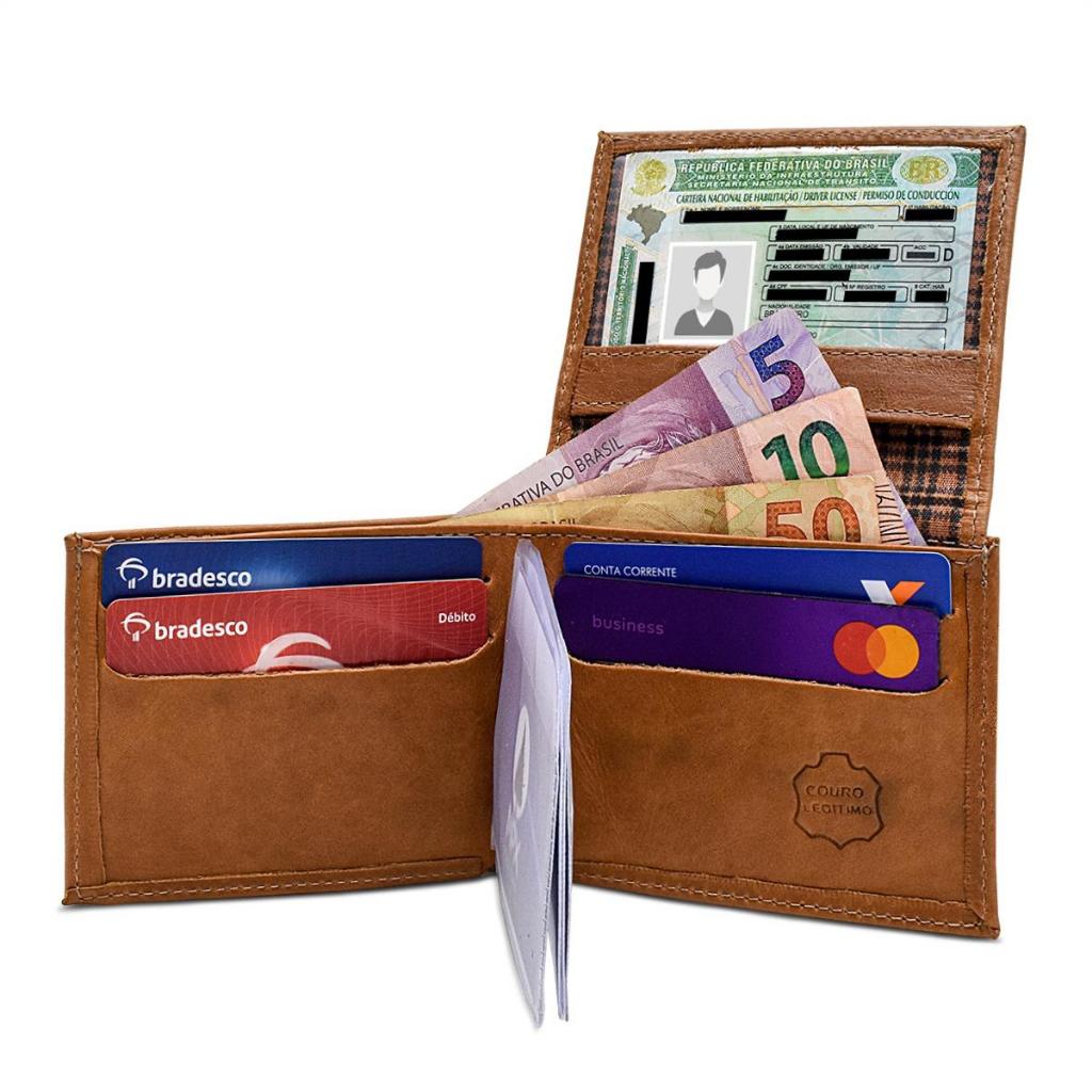 CARTEIRA MASCULINA EM COURO SLIM COM PLASTICO  PORTA CARTOES em Oferta na Shopee