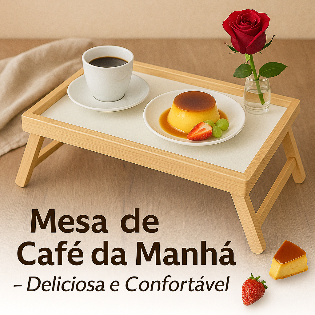 Bandeja Mesa De Cafe Com Pezinhos Para Café Da Manhã na Cama e Sofá