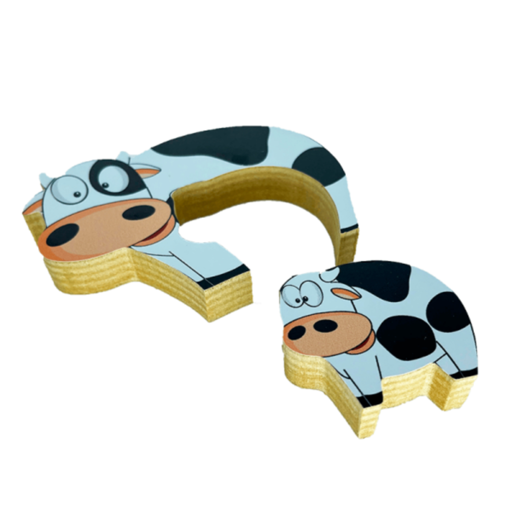Quebra Cabeça Zoo Vaca Brinquedo Em Madeira 12 Cm