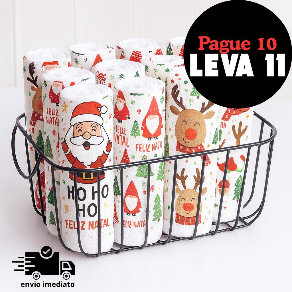 Kit 10 Panos Prato Natalinos Algodão Absorvente Natal Cozinha Estampado Bainha Pe Galinha ...