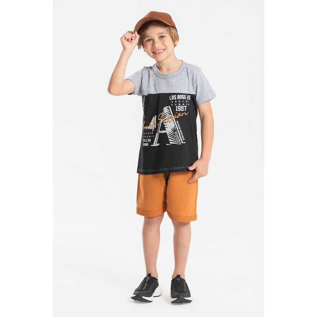 Conjunto Infantil Verão Masculino Menino 2 ao 14 anos Roupa Juvenil - Na Pronta Entrega - ...