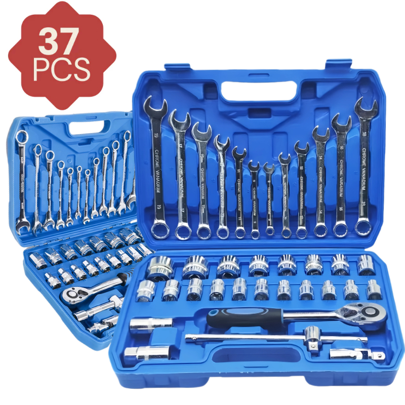 Kit de Ferramentas 37-94 Peças profissional jogo chave combinada soquetes e catraca grande em Oferta na Shopee