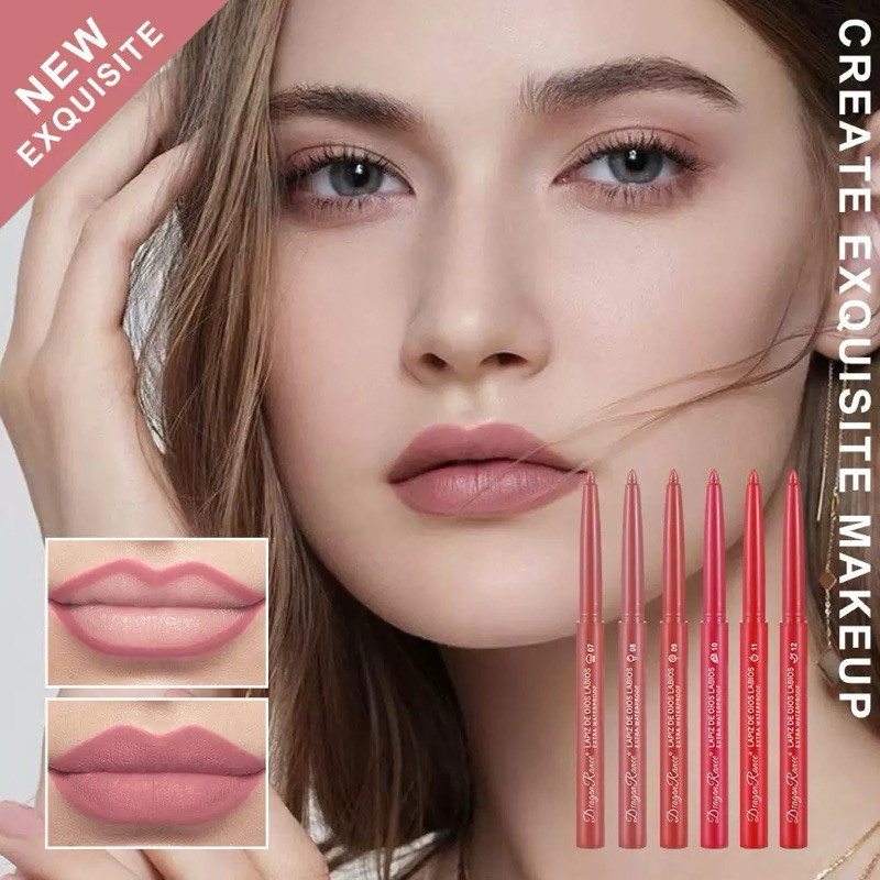 12 Pçs/Set Lipliner Lápis Desenhar Esboço A Linha Labial Caneta Matte Batom De Longa Duração Rosa Veludo Maquiagem