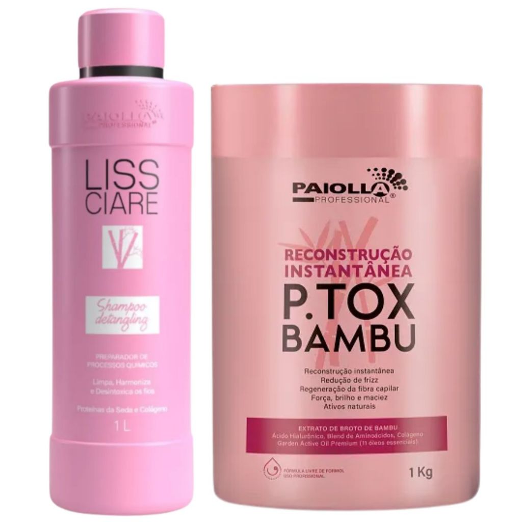 Paiolla P.tox Bambu 1 Kg (Reconstrução Instantânea) e Shampoo Paiolla Antiresíduos 1 Litro em Oferta na Shopee
