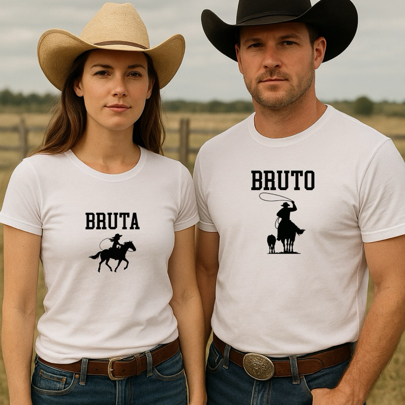 Kit 2 Camisetas Bruto e bruta Casal camisetas Lisas de Cores Diversas Masculino e Feminina 100% Algodão Premium