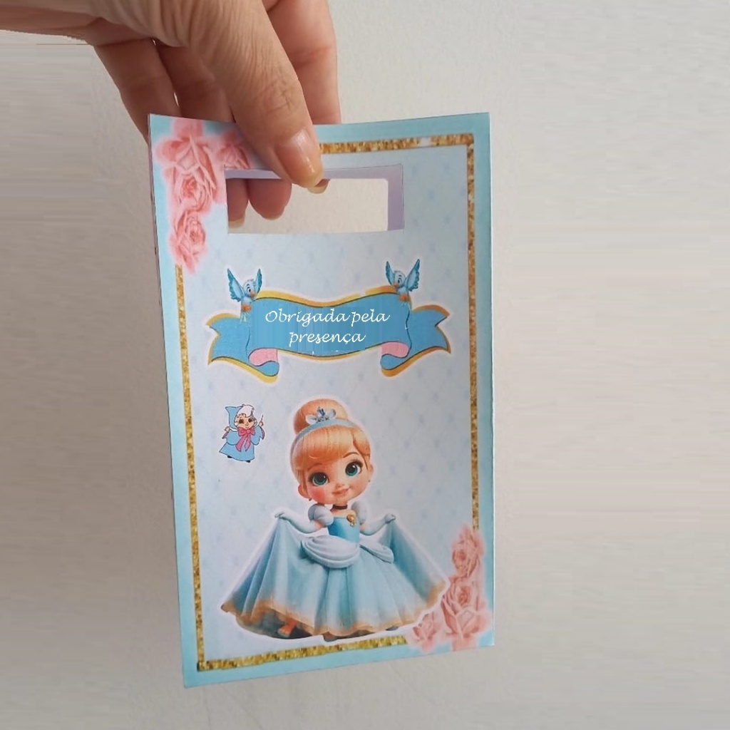 Sacolinha Surpresa Personalizada Cinderela Cute Lembrancinhas para Festa Infantil