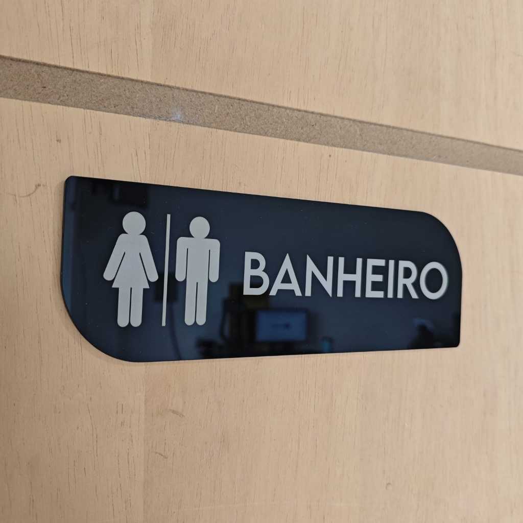 Placa Escritório consultorio banheiro sala em Acrílico Plaquinha de Sinalização Porta premium luxo