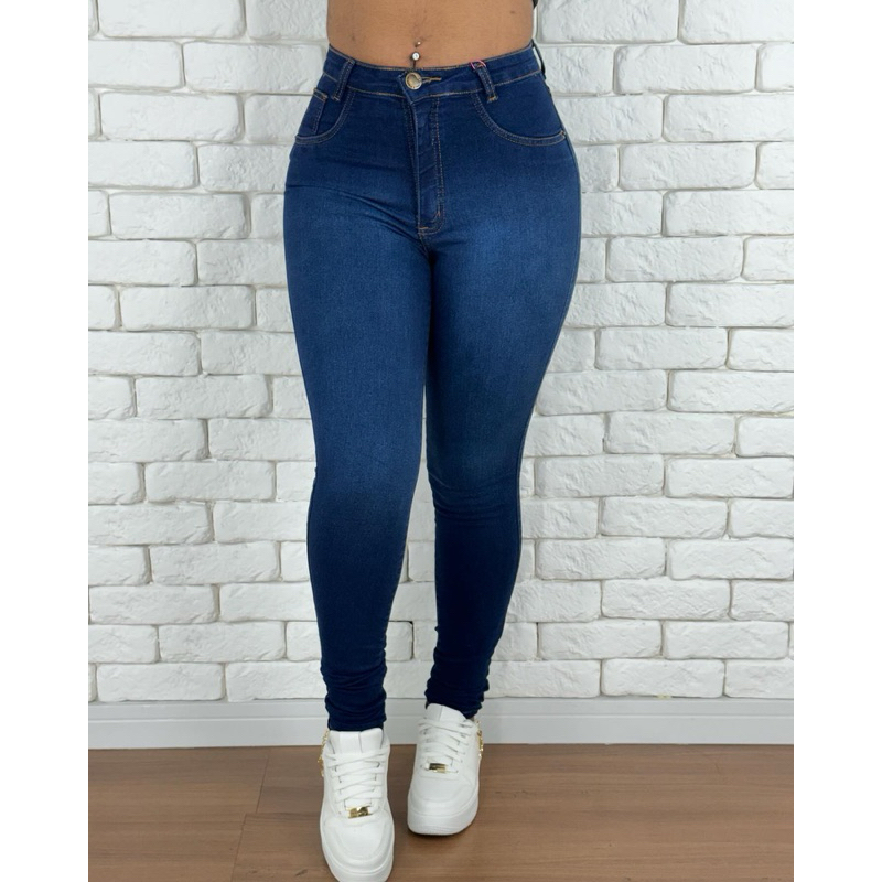 calça jeans feminina levanta bumbum cintura alta com lycra vários modelos em Oferta na Shopee