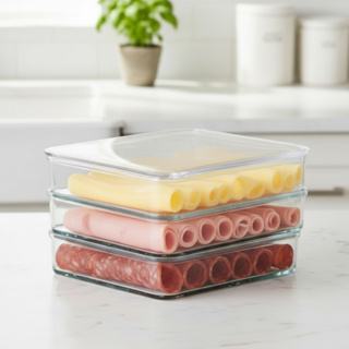 Porta Frios Moderno Hermético com Tampa Queijo Presunto Duplo Triplo Pote Mantimentos em Oferta na Shopee